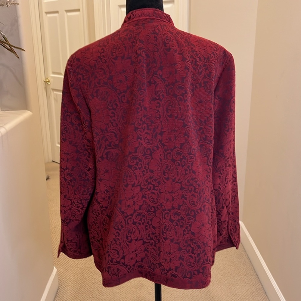 Goldwater Creek Burgundy Chenille Jacquard Jacket Blazer - Picture 5 of 7